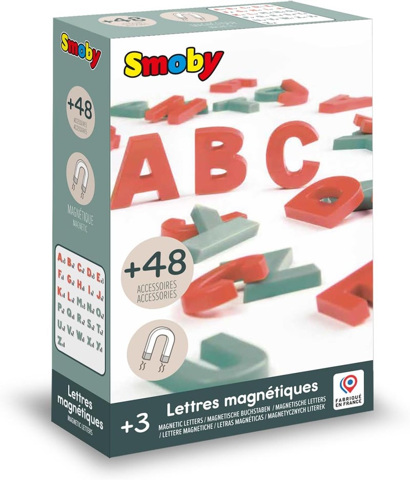 Smoby - 48 Magnetic Letters - Capital Letters for Use Boards Consisting of Red and Turquoise Letters for Children Aged 3 Years and Above - Image 2