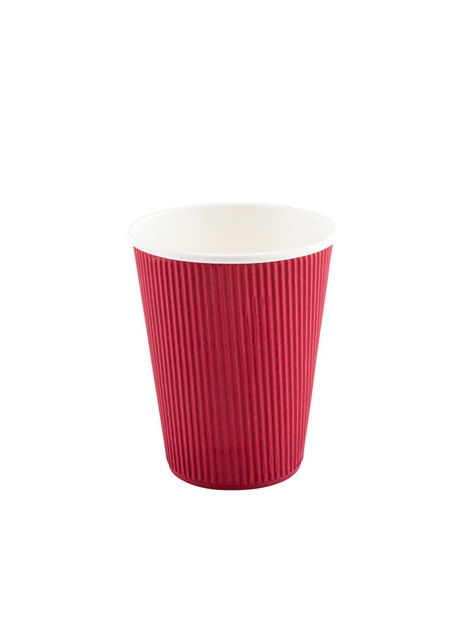 Restaurantware 12 Ounce Paper Cups, Pack of 25 Ripple Wall Disposable Cups – Leakproof, Recyclable, Crimson Insulated Hot Beverage Holders, with Matching Lids Available for Purchase Separately - Image 1
