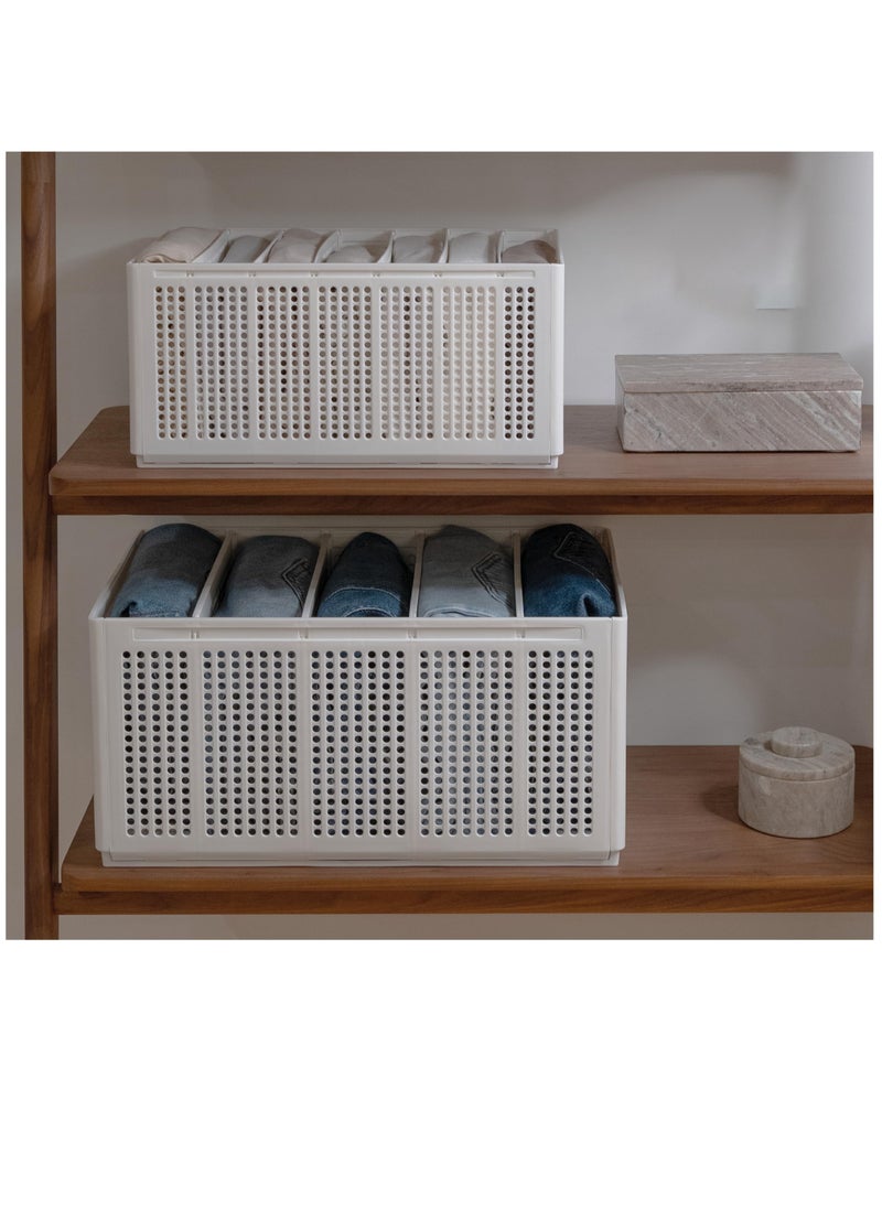 Excefore - Closet Organizer, Storage Bin Container with Removable Dividers for Wardrobe & Drawers, Clothes Organizer, Office Organization, Pantry Organizer, Sturdy, Stackable & Foldable, Medium - Image 1