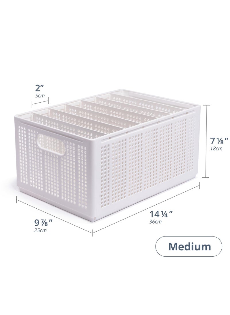 Excefore - Closet Organizer, Storage Bin Container with Removable Dividers for Wardrobe & Drawers, Clothes Organizer, Office Organization, Pantry Organizer, Sturdy, Stackable & Foldable, Medium - Image 1
