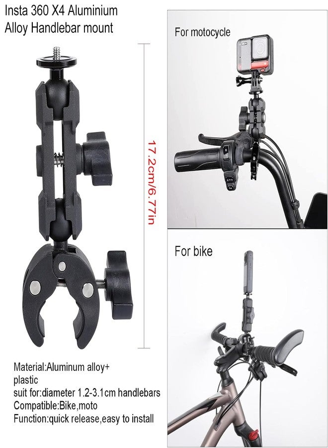 PellKing Motocycle Bike Accessory Bundle for Insta360 ONE X5/X4,Carrying Case with Shoulder Belt,Selfie Stick,Chest Strap,Head Strap,Backpack Clip,Handlebars Mount,Helmet Mount,Screen Protector - Image 4