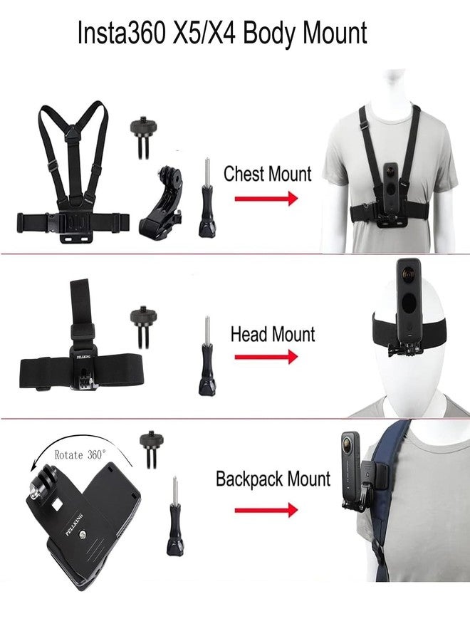 PellKing Motocycle Bike Accessory Bundle for Insta360 ONE X5/X4,Carrying Case with Shoulder Belt,Selfie Stick,Chest Strap,Head Strap,Backpack Clip,Handlebars Mount,Helmet Mount,Screen Protector - Image 3