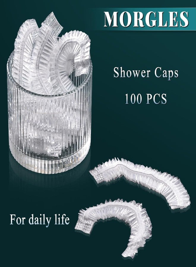 MORGLES Shower Caps Reusable Waterproof, 100 Pcs Disposable Plastic Shower Caps for Women Bathing, Hair Salon Home & Travel Use - Image 2