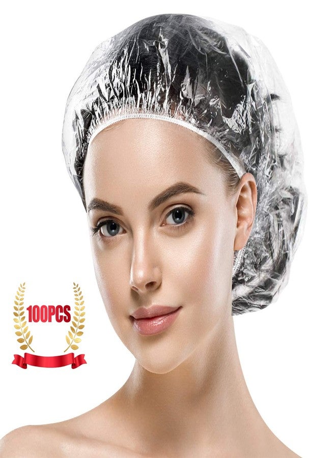 MORGLES Shower Caps Reusable Waterproof, 100 Pcs Disposable Plastic Shower Caps for Women Bathing, Hair Salon Home & Travel Use - Image 1