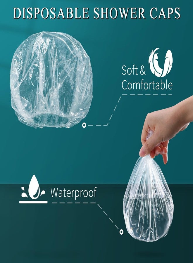 MORGLES Shower Caps Reusable Waterproof, 100 Pcs Disposable Plastic Shower Caps for Women Bathing, Hair Salon Home & Travel Use - Image 4