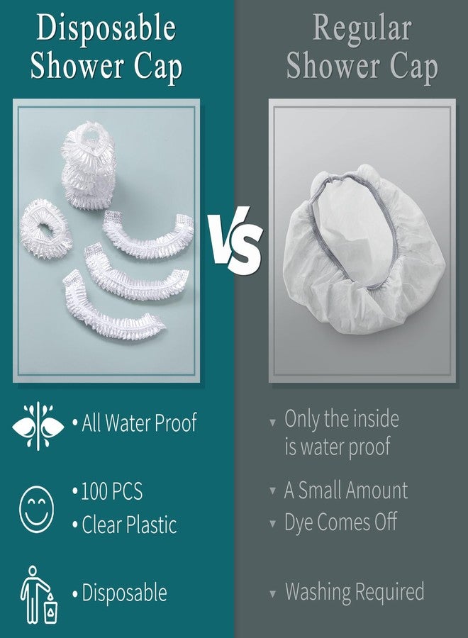 MORGLES Shower Caps Reusable Waterproof, 100 Pcs Disposable Plastic Shower Caps for Women Bathing, Hair Salon Home & Travel Use - Image 5