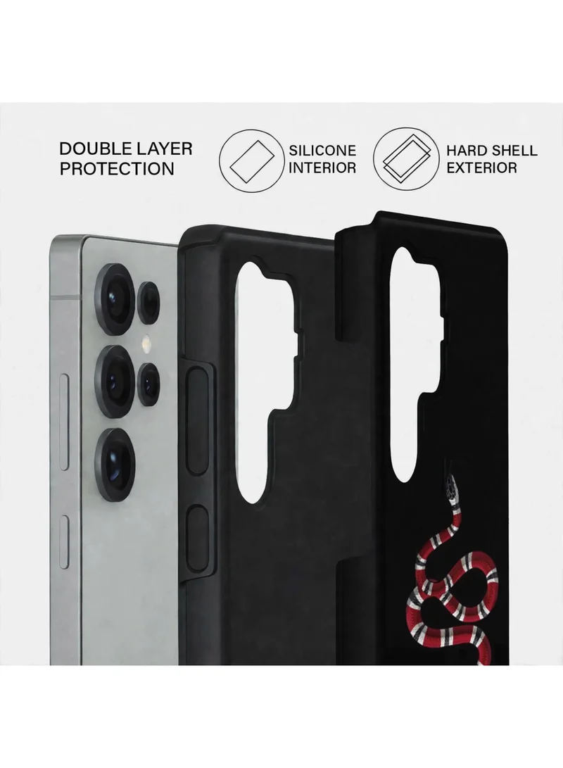 Mobcos Samsung Galaxy S24 Ultra Midnight Serpent Premium Case Compatible with Hybrid Dual-Layer Hard Shell + Silicone Protection - Scratch-Resistant Shockproof Mobile Cover