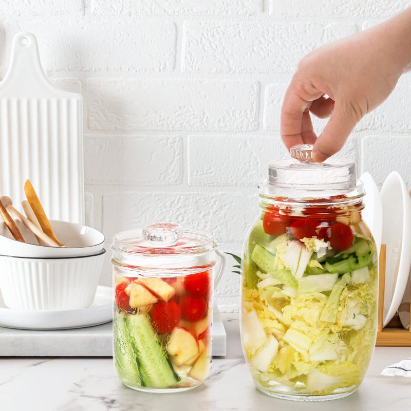 Cedilis Cedilis 9 Pack Glass Fermentation Weights with Easy Grip Handles, Heavy Glass Fermenting Lids Kit for Wide Mouth Mason Jar, Fermenting Sauerkraut, Kimchi, Pickles, Dishwasher Safe  - Image 5