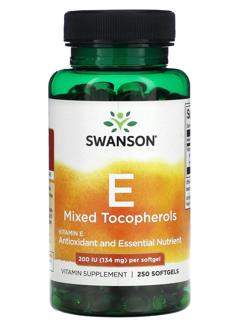 SWANSON Vitamin E Mixed Tocopherols, 200 IU (34 mg), 250 Softgels 