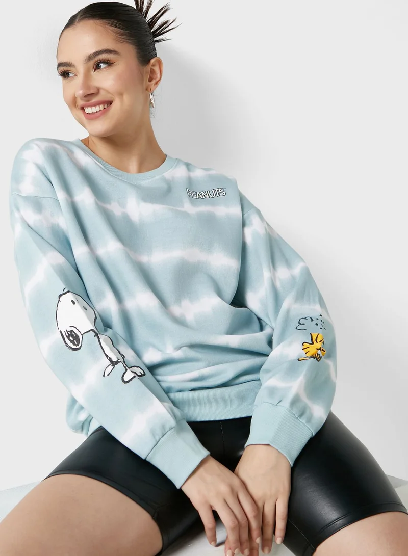 Peanuts Crew Neck Graphic Sweatshirt