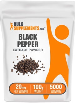 BULKSUPPLEMENTS.COM .com Black Pepper Extract Powder - Black Pepper Supplements, Piperine Supplements, Black Pepper Powder - Gluten Free, 20mg per Serving, 100g (3.5 oz) (Pack of 1)  - Image 1