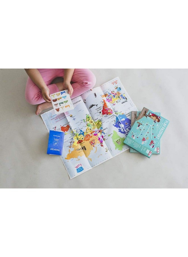 CocoMoco Kids World Geography Combo Pack Return Gifts For Kids Birthday-20 Pieces Of Pretend Play Passport Activity Kit With World Map For Kids,Countries,Flags,Capitals Educational Toys,Multicolor - Image 3