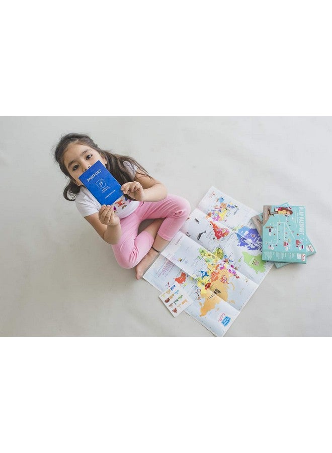 CocoMoco Kids World Geography Combo Pack Return Gifts For Kids Birthday-20 Pieces Of Pretend Play Passport Activity Kit With World Map For Kids,Countries,Flags,Capitals Educational Toys,Multicolor - Image 2