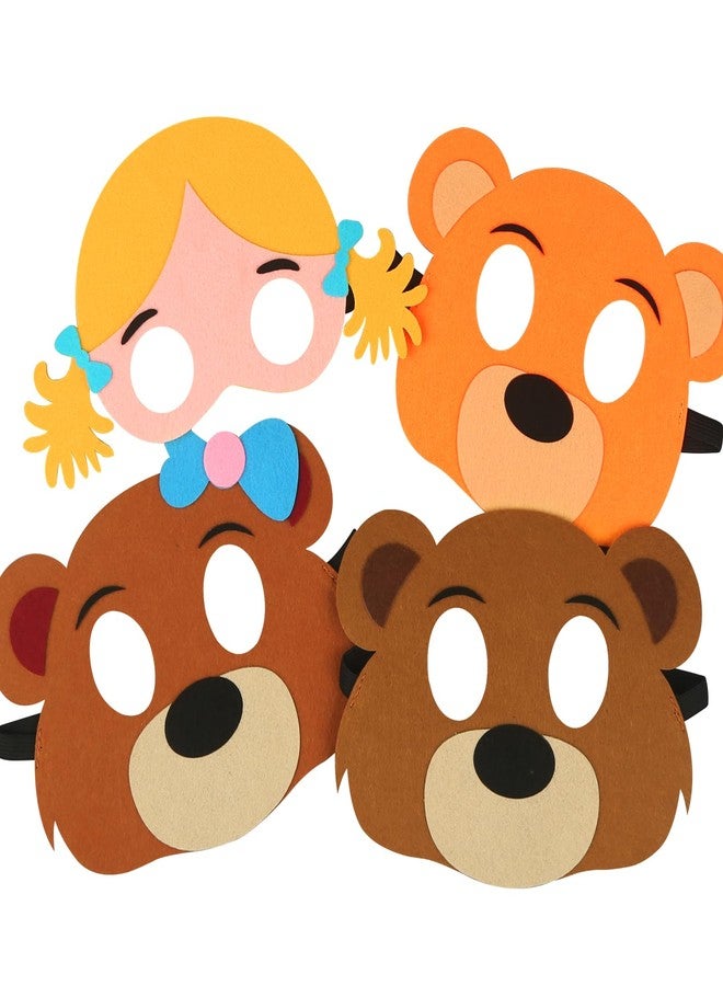 INF-STAR Goldilocks & The Three Bears Felt Mask Set - 4 Pcs Role-Play Costume Kit for Kids - Perfect for Storytelling, Dress-Up, Learning Activities, Party Favors for Toddlers & Preschoolers - Image 1