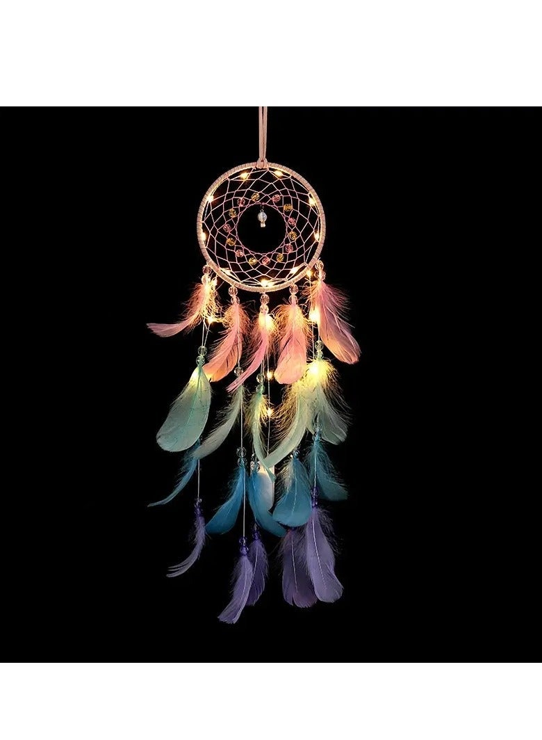Beauenty True Feather Dream Catcher Lights Up Creative Dreamcatcher, Girls Practical Special Birthday Gifts Home Decoration - Image 2