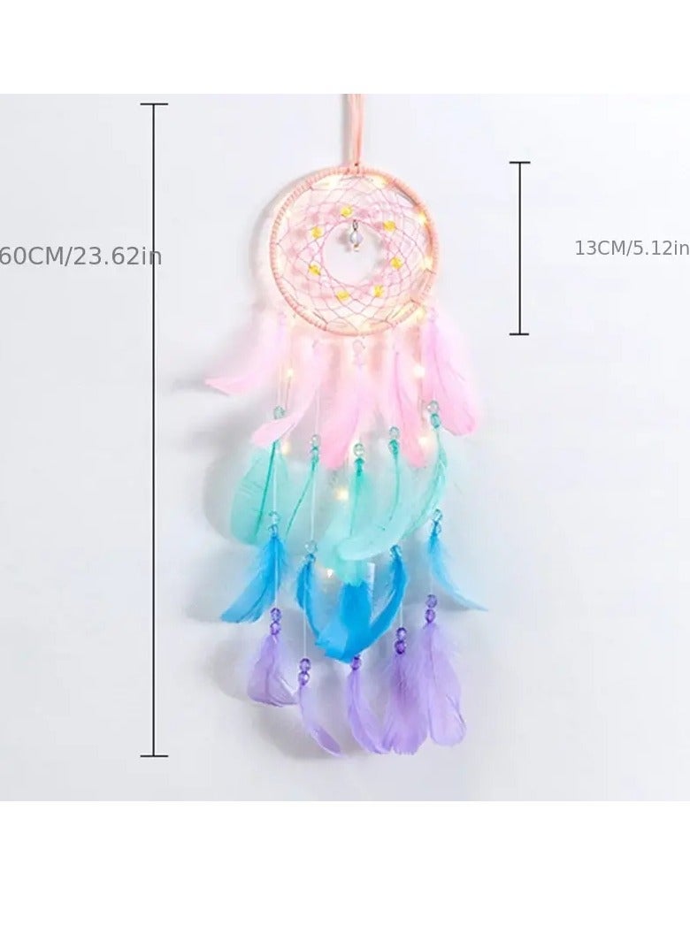 Beauenty True Feather Dream Catcher Lights Up Creative Dreamcatcher, Girls Practical Special Birthday Gifts Home Decoration - Image 3
