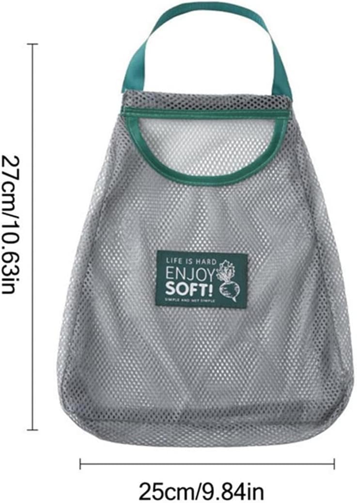AMIRATE Hanging Storage Mesh Bags 2pc Wall Hanging Fruit Basket for Vegetable Storage Tote Bags for Garlics, Potatoes, Onions or Garbage (4) - Image 2