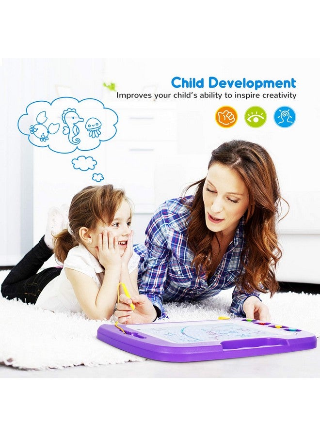 SGILE Large Magnetic Drawing Board - 4 Colors 16×13in Writing Painting Doodle Pad with 4 Stamps for Toddlers, Learning Educational Toy Etch Sketch Gift for 36+ Month Kids Girls Boys, Purple - Image 5