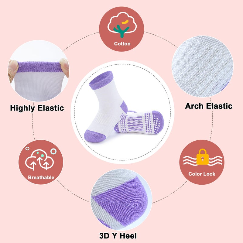 GRPSKCOS Toddler Girls Non Slip Socks 15 Pairs Toddler Anti Skid Socks for 0-7 Years Girls Kidsï¼ˆ01 Patchwork on white, 6-12 Months - Image 3