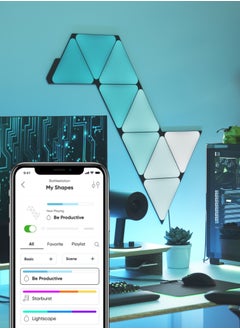 Nanoleaf Limited Edition Ultra Black SHAPES Triangles - 9 Pack Starter Kit - Smart WiFi LED w/ Music Visualizer, Wall Decor, Home or Office Use, 16M+ Colors, Low Energy Consumption | Gaming Lights - Black  - Image 4