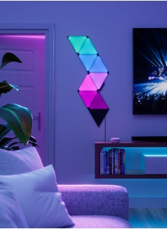 Nanoleaf Limited Edition Ultra Black SHAPES Triangles - 9 Pack Starter Kit - Smart WiFi LED w/ Music Visualizer, Wall Decor, Home or Office Use, 16M+ Colors, Low Energy Consumption | Gaming Lights - Black  - Image 3
