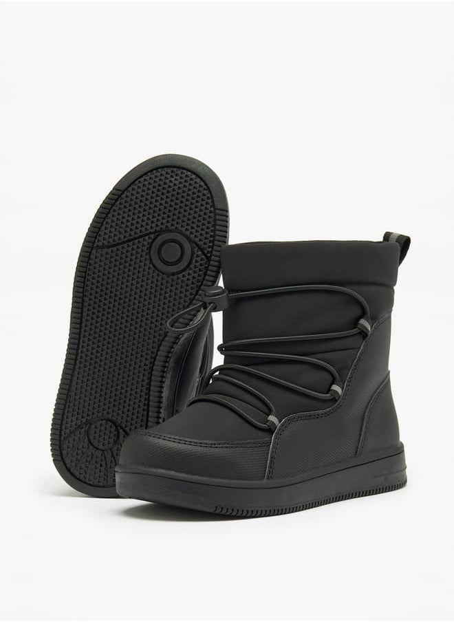 JUNIORS Boys Solid High Cut Slip-On Boots with Drawstring Detail  - Image 5