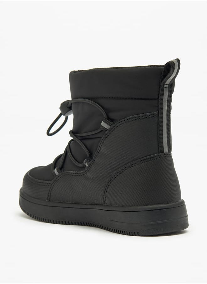 JUNIORS Boys Solid High Cut Slip-On Boots with Drawstring Detail  - Image 2