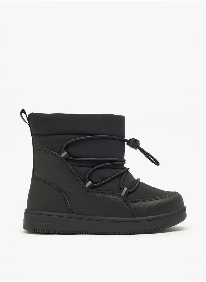 JUNIORS Boys Solid High Cut Slip-On Boots with Drawstring Detail  - Image 1