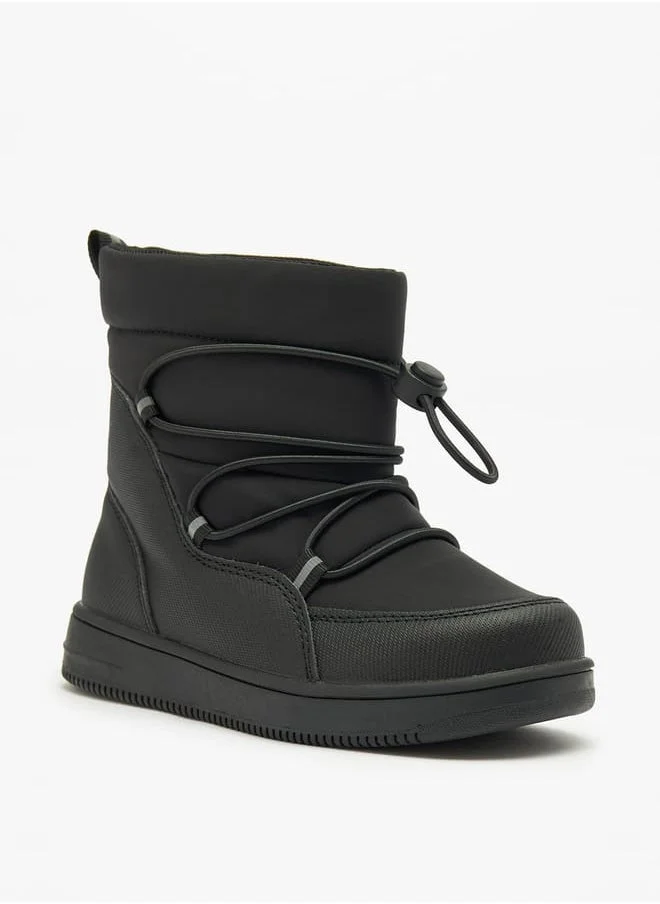 JUNIORS Boys Solid High Cut Slip-On Boots with Drawstring Detail