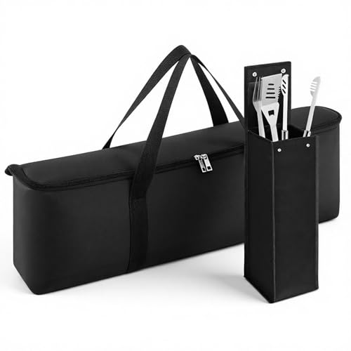 Amylove 2 Pcs Grill Utensil Tool Storage Bag Holder 25875 in Grill Accessory BBQ Carry Bag with Handle 20x6x6 in Utensil Holder Pouch Oxford for Camping Hiking Picnic Travel Extra Large Capacity - Image 1