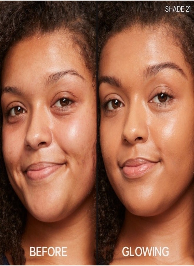 Saie SAIE   Glowy Super Skin Tint Foundation with Hyaluronic Acid ,21 Medium/Tan Golden Undertones 30ml - Lightweight, Hydrating Coverage  - Image 3