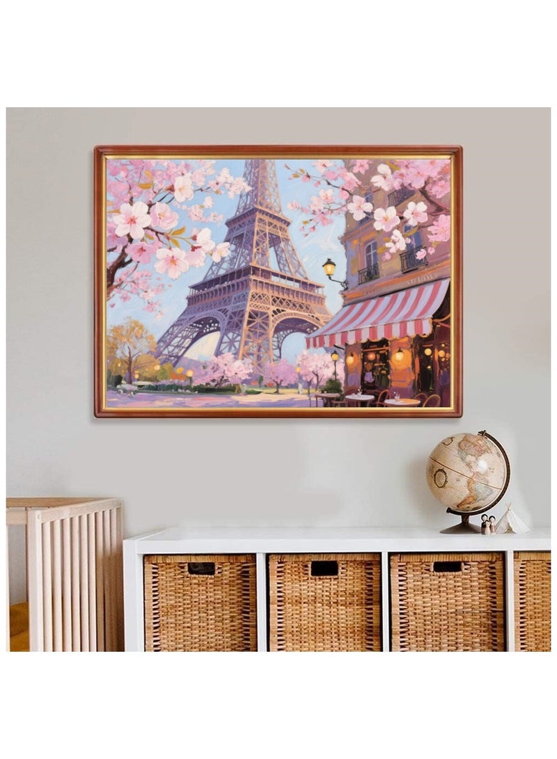 1000 pieces of oil painting style Paris Tower cherry blossom landscape puzzle - colorful artistic experience - Image 3