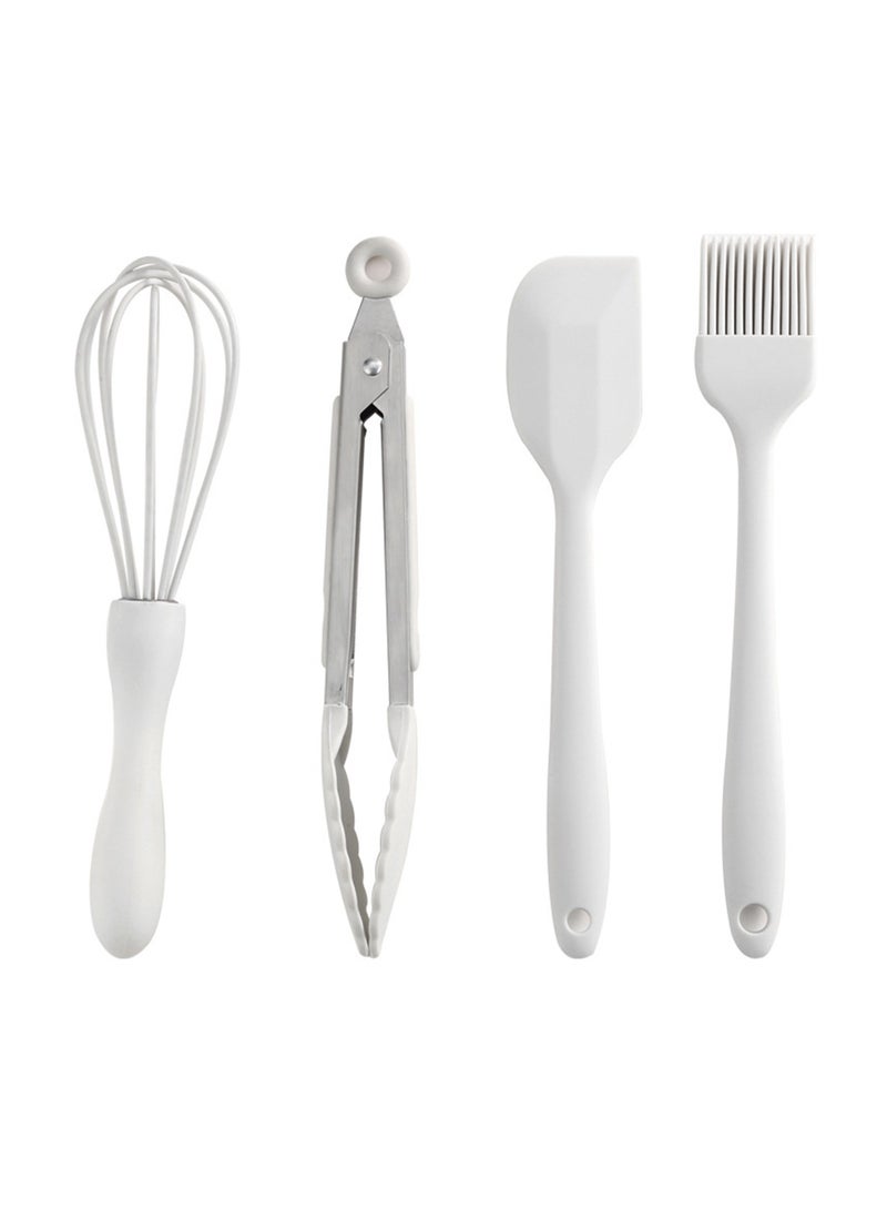 Four-Piece Silicone Baking Tool Set, Silicone Scraper, Oil Brush, Cake Spatula, Stirring Egg Beater, Barbecue Food Clip, Suitable For Baking Cake Making, Kitchen Tool Set - Image 1