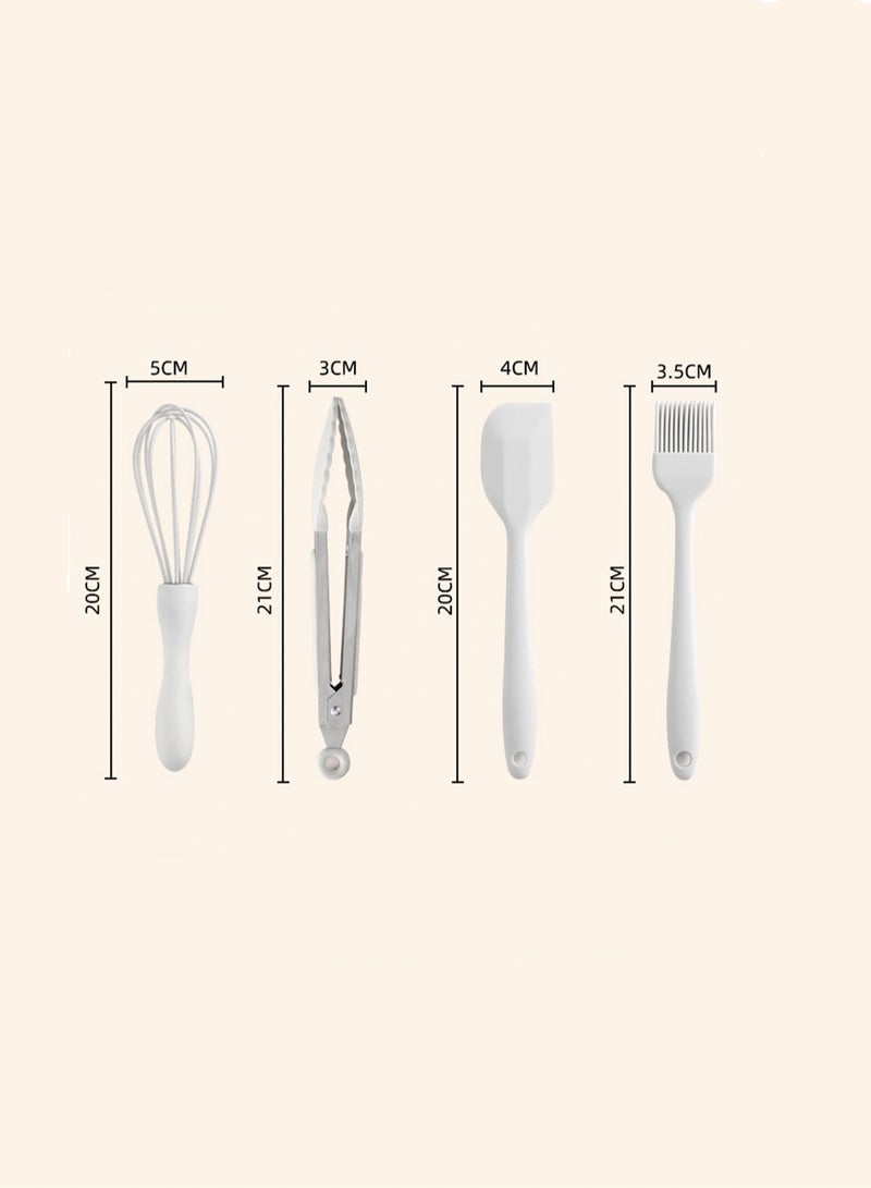 Four-Piece Silicone Baking Tool Set, Silicone Scraper, Oil Brush, Cake Spatula, Stirring Egg Beater, Barbecue Food Clip, Suitable For Baking Cake Making, Kitchen Tool Set - Image 2