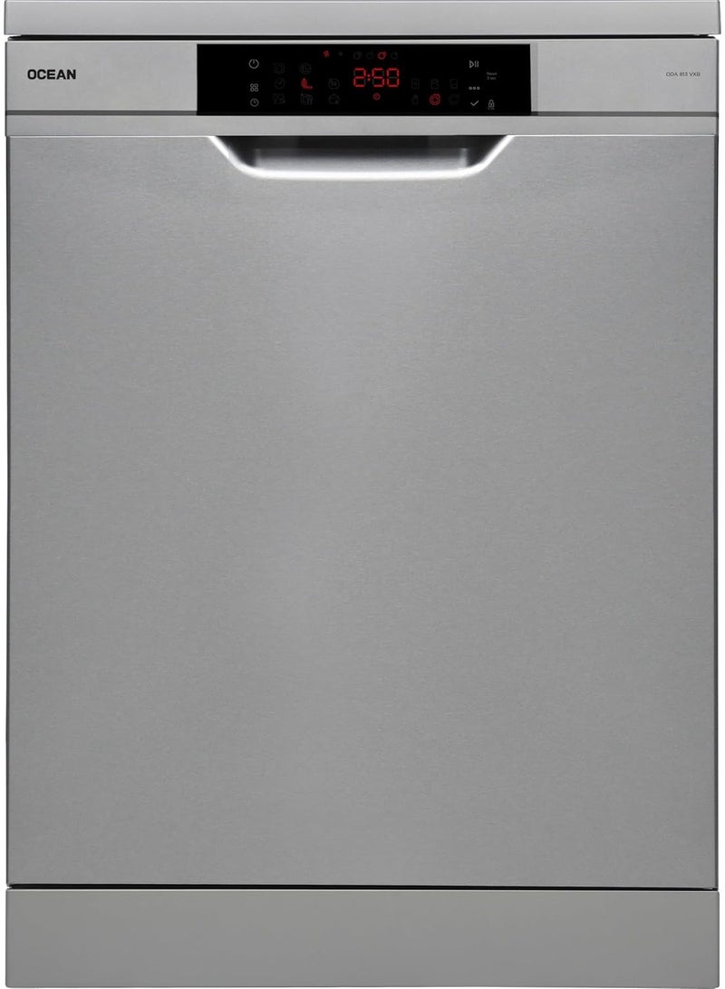 Ocean Dishwasher, 60cm, 8 Programs, 13 Place Settings, LED Display, Foldable Racks, Inox - ODA 813 VXB - Image 1