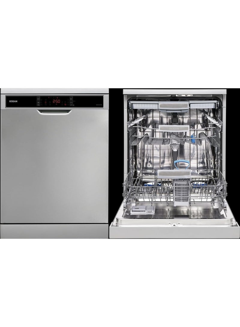 Ocean Dishwasher, 60cm, 8 Programs, 13 Place Settings, LED Display, Foldable Racks, Inox - ODA 813 VXB - Image 3