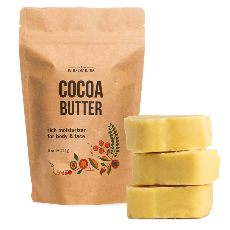 Better Shea Butter Cocoa Butter - 8 oz Block, Deeply Moisturizes Skin, Diminishes Scars, Stretch Marks, Soothes Dry Skin - Image 1