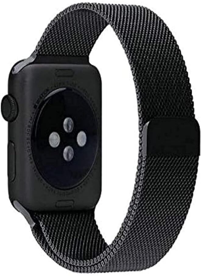 Generic - Magnetic milanese loop stainless steel metal band for apple iwatch 42mm/44mm - black color - Image 1