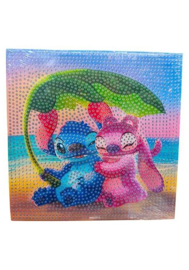 Diy 3D Diamond Painting Kit for Kids Develop Focus Skills and Patience, Improve Visual Coordination 20 X 20 cm (Stitch & Lilo) - Image 1