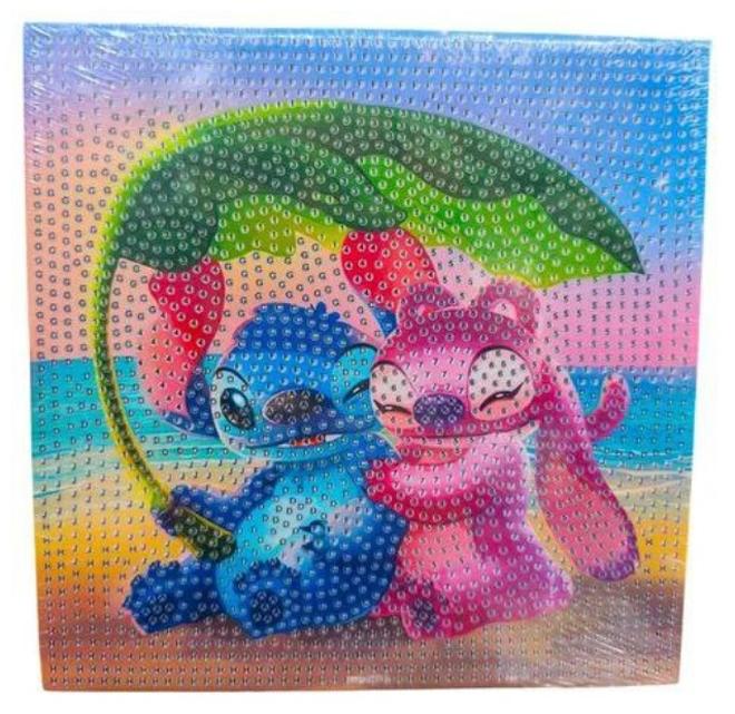 Diy 3D Diamond Painting Kit for Kids Develop Focus Skills and Patience, Improve Visual Coordination 20 X 20 cm (Stitch & Lilo) - Image 1