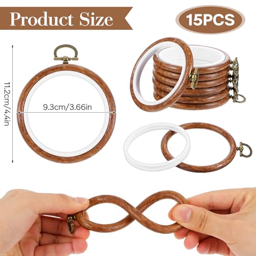 cobee 15 Pcs 3 Inch Mini Embroidery Hoops, Imitated Wood Plastic Embroidery Frame for Display Circle Cross Stitch Hoop Ring Embroidery Hoops Set for Sewing Craft Hanging Ornaments - Image 3