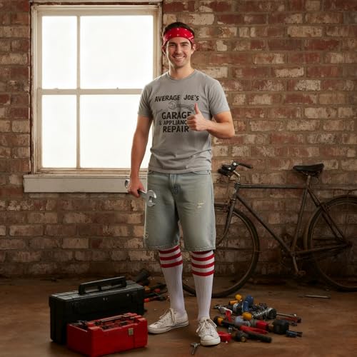 Leotruny Knee High Tube Socks: Over the Calf Retro Socks - Striped Tube Sock for Men Women White Red - Image 5