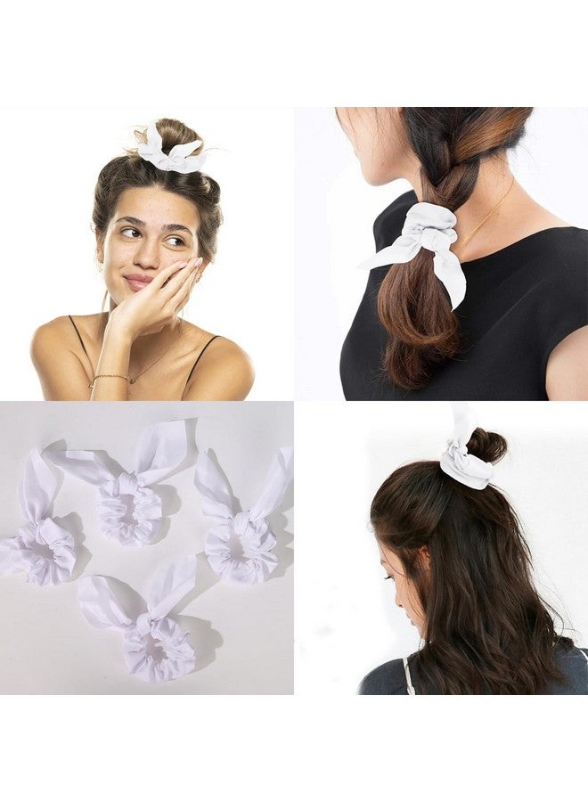 Amariver 15pcs White Bow Scrunchies for Women Hair Ties with Bow Silk Scrunchies Satin Scrunchies for Thick Thin Hair Bunny Ear Scrunchies Cute Hair Accessories for Women Girls - Image 3