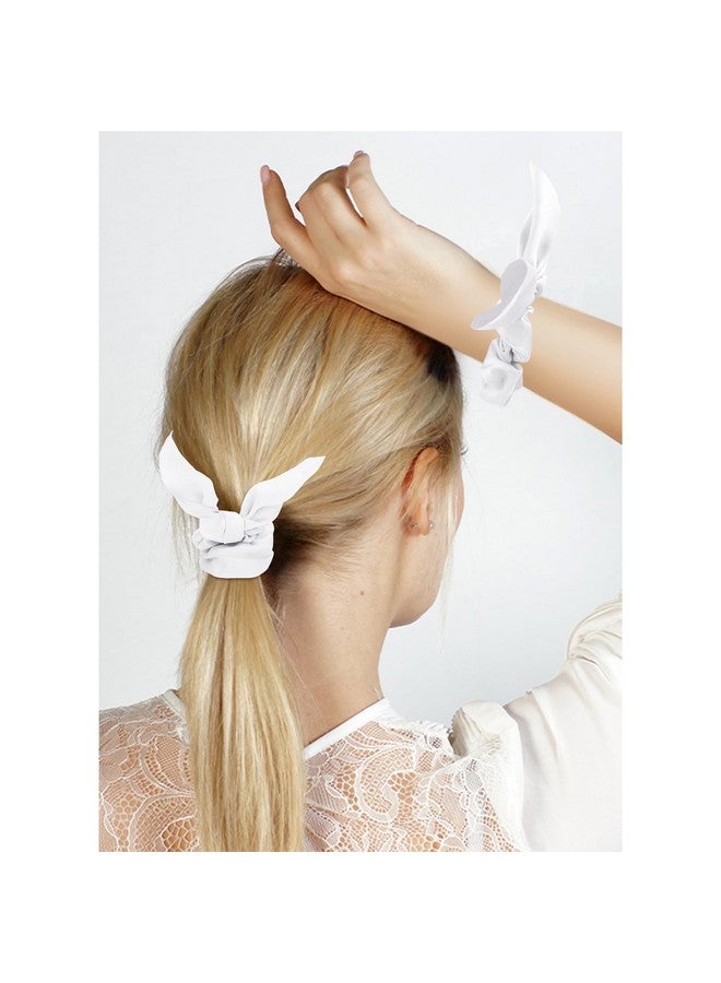 Amariver 15pcs White Bow Scrunchies for Women Hair Ties with Bow Silk Scrunchies Satin Scrunchies for Thick Thin Hair Bunny Ear Scrunchies Cute Hair Accessories for Women Girls - Image 4