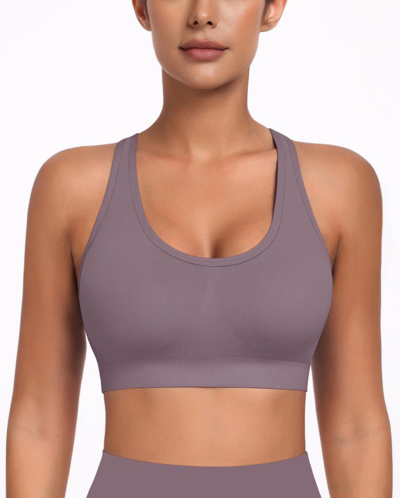 MIRITY Padded Strappy Sports Bra for Women - with Dual Crossback and Adjustable Straps for Workout Gym - Image 2