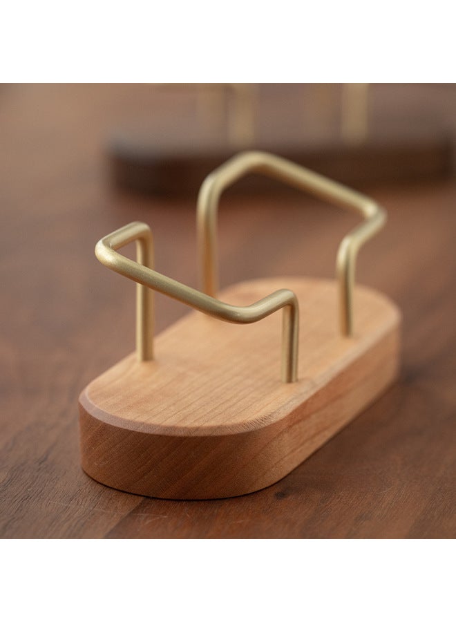 Autonomy Solid Wood Oval Business Card Box Creative Wooden Business Card Storage Box Brass Business Card Holder Simple Card Box Holder - Image 4