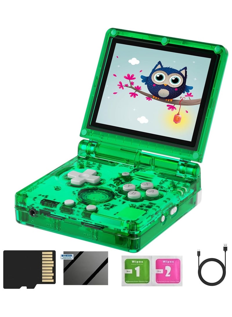 أنبيرنيك وحدة تحكم ألعاب محمولة RG35XXSP مع بطاقة TF سعة 64 جيجابايت وألعاب محملة مسبقًا 5532 وحدة تحكم ألعاب محمولة بشاشة 3.5 بوصة وبطارية 3300 مللي أمبير في الساعة وواي فاي 5G وبلوتوث عالي الدقة أخضر شفاف - Image 1