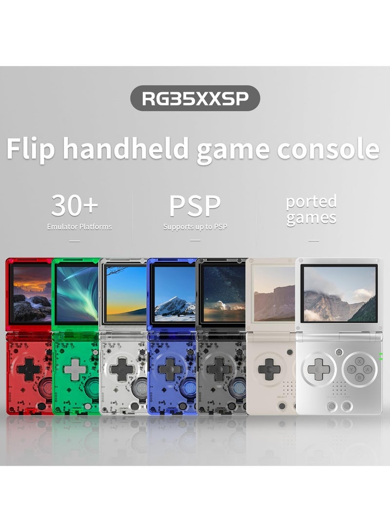 أنبيرنيك وحدة تحكم ألعاب محمولة RG35XXSP مع بطاقة TF سعة 64 جيجابايت وألعاب محملة مسبقًا 5532 وحدة تحكم ألعاب محمولة بشاشة 3.5 بوصة وبطارية 3300 مللي أمبير في الساعة وواي فاي 5G وبلوتوث عالي الدقة أخضر شفاف - Image 2