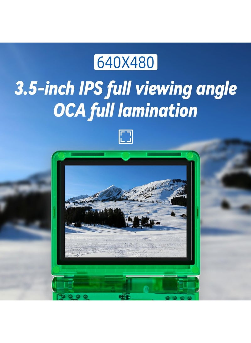 أنبيرنيك وحدة تحكم ألعاب محمولة RG35XXSP مع بطاقة TF سعة 64 جيجابايت وألعاب محملة مسبقًا 5532 وحدة تحكم ألعاب محمولة بشاشة 3.5 بوصة وبطارية 3300 مللي أمبير في الساعة وواي فاي 5G وبلوتوث عالي الدقة أخضر شفاف - Image 5