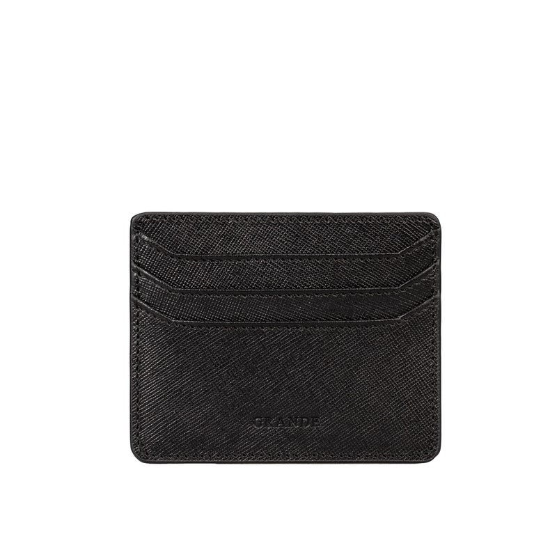 grande 3633 Genuine Leather Card Holder For Women and Men Super Slim Minimalist Small Snap Wallet Royal Black - Image 2